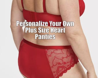 Personalized Plus Size Red Lace Hipster Panty: Valentines Day Custom Underwear