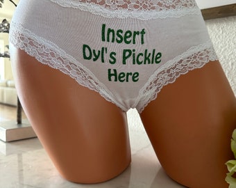 Personalize Insert Pickle Here on a Victorias Secret Cotton Floral Lace Waist Cheeky Panty, FAST SHIPPING