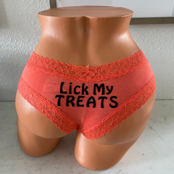 Lick My Treats | Victoria Secret Orange Cotton Cheeky Panty | FAST SHIPPING | Halloween Underwear | Halloween Panties | Halloween Lingerie