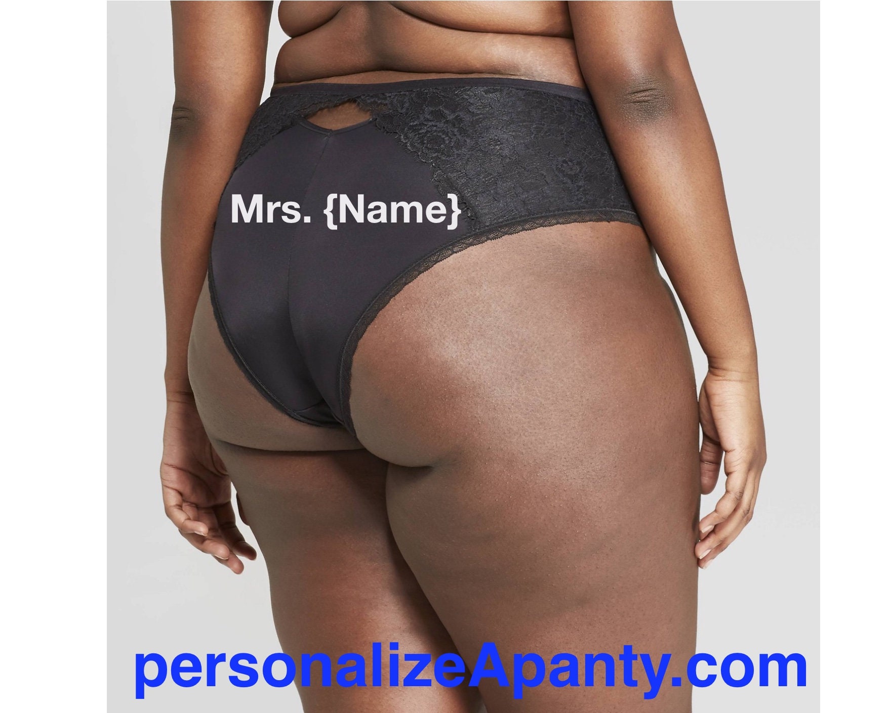 Personalized Plus Size Panties Mrs. Women's Plus Size Black Cheeky With Lace  FAST SHIPPING Sizes X, 1X, 2X, 3X and 4X 