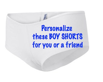 Personalize white Boyshorts * FAST SHIPPING * Panty Game, Bridal Shower Gift, Bachelorette Gift, Bride to Be Gift, Birthday Gift