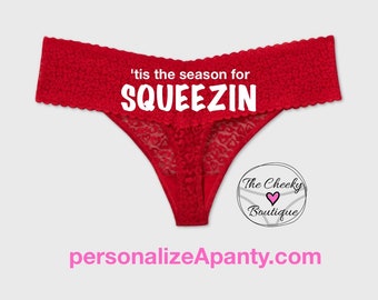 Tis the season for squeezin Plus Size Red Thong | * FAST SHIPPING * - Sizes X, XL, 2XL, 3XL and 4XL | Christmas Underwear | Stocking Stuffer
