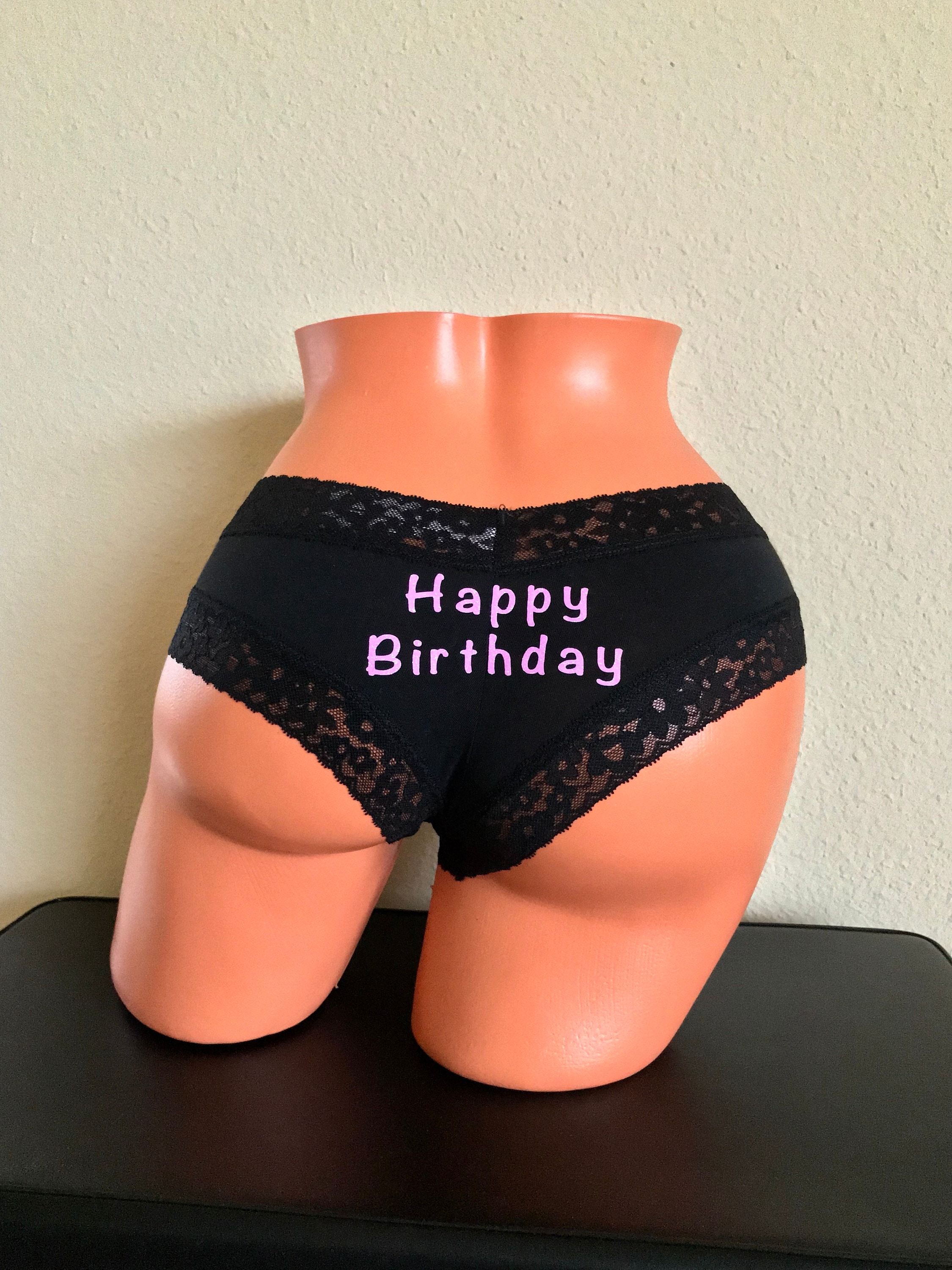 Personalized Panties Happy Birthday Black Cheeky Panty * FAST