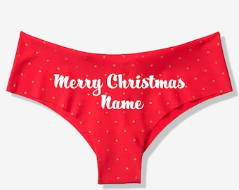 Victoria Secret Personalize Merry Christmas red cheeky panty *Fast Shipping*  Holiday Gift, Fun Christmas, Stocking Stuffer, Adult Christmas