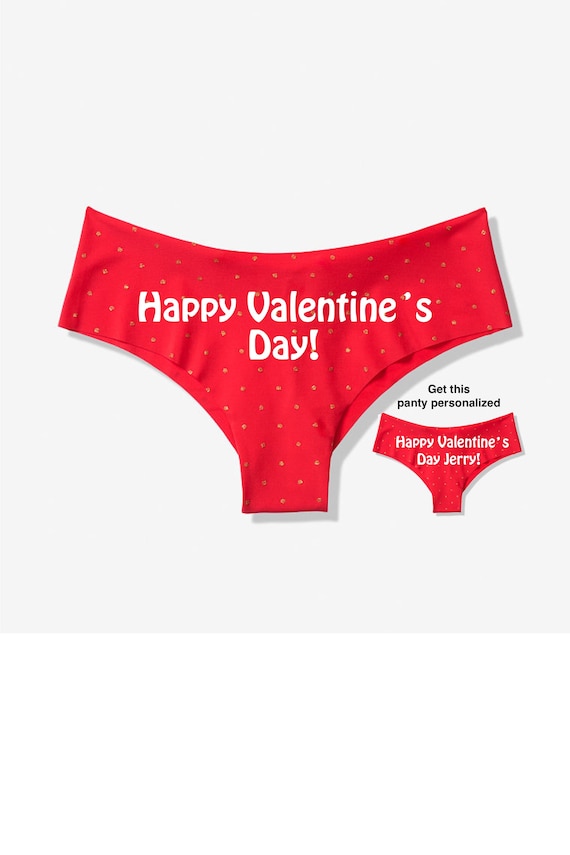 Happy Valentine's Day red Victoria's Secret cheeky panty / Get it personalized for FREE / *FAST SHIPPING*