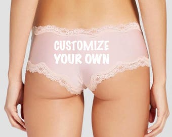 Personalize a light pink cheeky panties - Fast Shipping * Bridal Shower Panties, Bachelorette Panties, Birthday Panties, Anniversary Panties