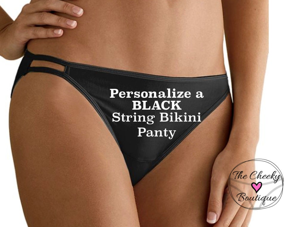 Personalize a Black Women's Vanity Fair String Bikini Panty * FAST