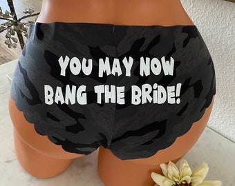 You May Now Bang The Bride black camo Victoria Secret Cheeky Personalized Panties * FAST SHIPPING * Bridal Lingerie | Wedding Panties | Sexy