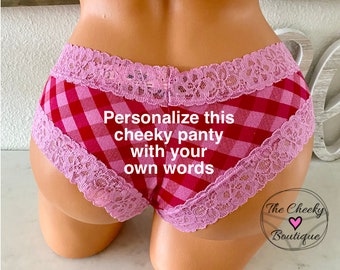 Customize with your own words a authentic Victoria Secret Plaid personalized Panty * FAST SHIPPING * Valentines Day, Anniversary