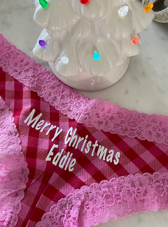 Merry Christmas personalized Victoria Secret Cheeky Panty * FAST SHIPPING *  Stocking Stuffer, Holiday Gift, Xmas underwear, Fun Panties