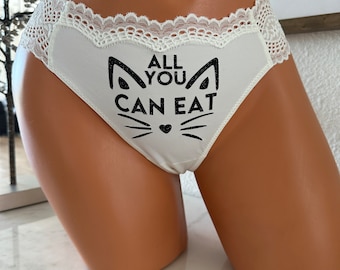 All You Can Eat White Thong Personalized Panties *FAST SHIPPING*