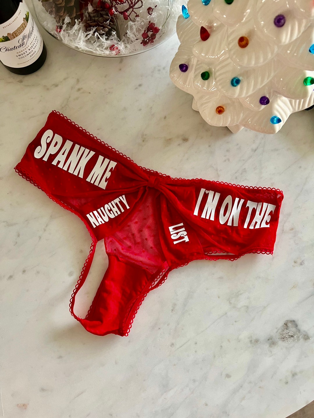 Spank Me I'm on the Naughty List Red Victoria Secret Very Sexy Strappy Mesh  Bow Cheeky Panty FAST SHIPPING Christmas Lingerie -  Canada