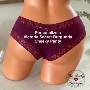 Personalize your own plus size Burgundy Brief panties with Lace