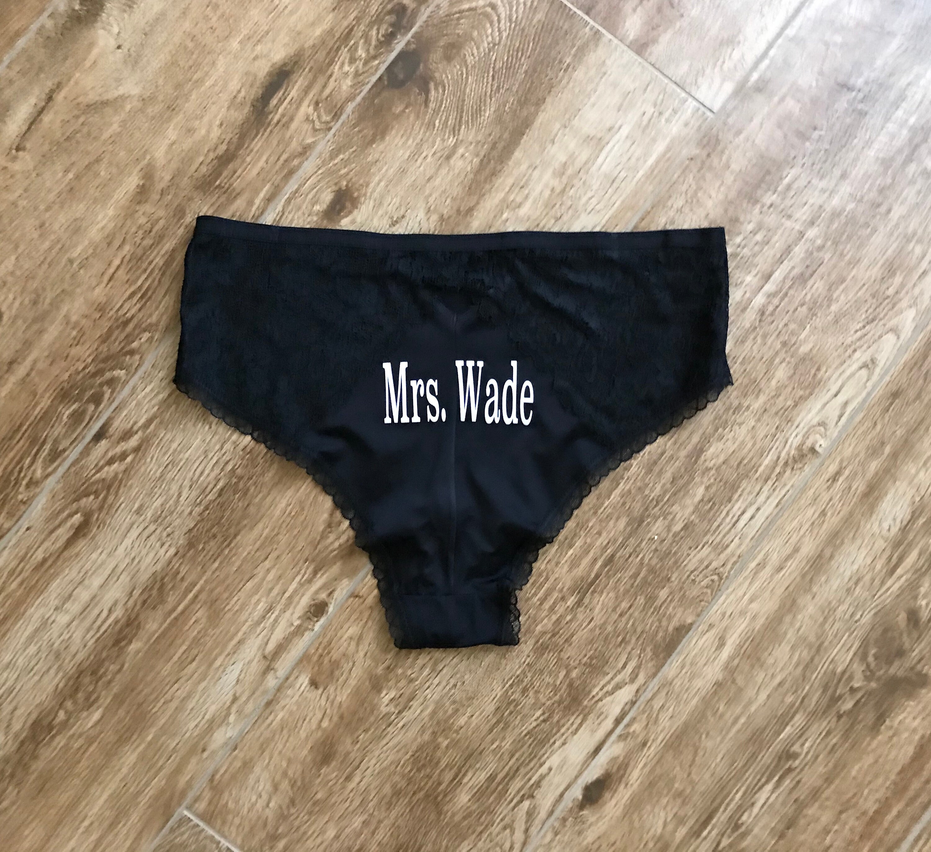 Personalized Plus Size Panties Mrs. Women's Plus Size Black Cheeky With Lace  FAST SHIPPING Sizes X, 1X, 2X, 3X and 4X 