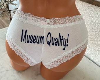 Museum Quality * FAST SHIPPING * personalized white Victorias secret cheeky panties