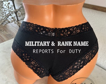 Military Rank & Name Report for Duty Victoria Secret Black Custom Underwear. Sexy Lingerie, Bride, Bachelorette, Birthday * FAST SHIPPING *