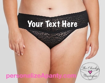 Personalize a Plus Size Black Lace Thong  * FAST SHIPPING * - Sizes X, XL, 2XL, 3XL and 4XL | Plus Size Womens Panties | Stocking Stuffer