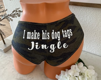 I make his dog tags jingle camouflage Victoria Secret ribbed Cheeky Panty *FAST SHIPPING* Military Wife, Girlfriend, Support Your Soldier