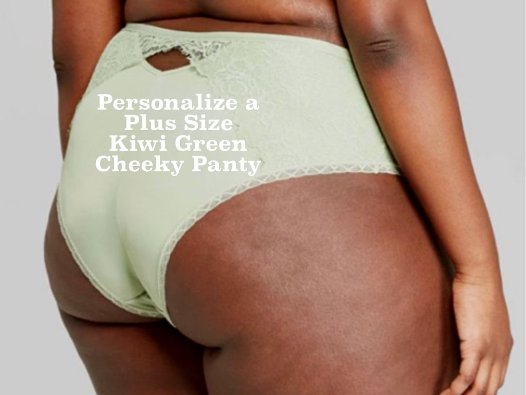 Personalize a Plus Size Kiwi Green Cheeky Panty Cheeky With Lace FAST  SHIPPING 