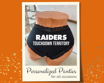 Raiders Touchdown Territory black Victoria’s Secret Cheeky Panties | Personalized NFL Game Day Lingerie | Football Fan Gift