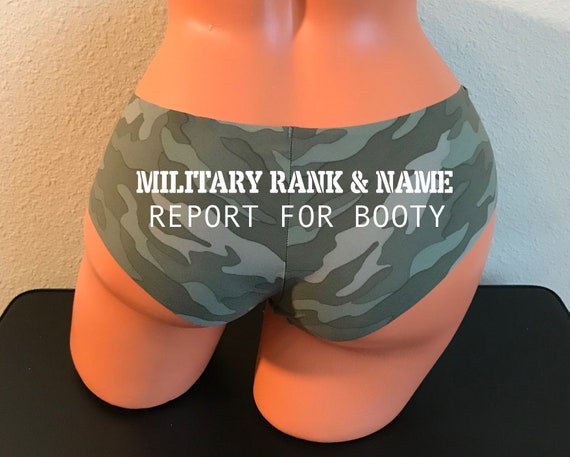 Personalize a Military Rank and Name Report For Booty camouflage Victoria Secret No Show Cheeky Panty - *FAST SHIPPING*
