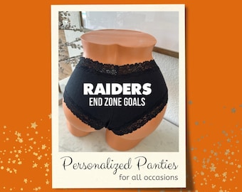 Raiders End Zone Goals Black Victoria’s Secret Cheeky Panties | Personalized NFL Game Day Lingerie | Football Fan Gift