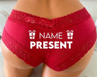 Who's Present Red Victoria Secret personalized panties | FAST SHIPPING | Christmas Lingerie | Stocking Stuffer Idea | Christmas Bride to be