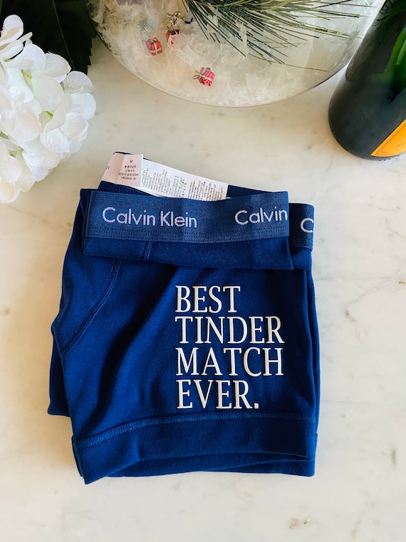 Best Tinder Match Ever Blue Calvin Klein Boxer Brief, Fast Shipping,  Birthday Gift, Cotton Anniversary, Personalized Underwear,  Sale 