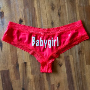 Custom Underwear with your own words | Victorias Secret Red Panties * FAST SHIPPING * Plus Size Options, Valentines Day Panty Gift for Her