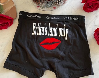 Personalized Lands Only Black Calvin Klein Men's Boxer Brief FAST SHIPPING Anniversary Gift for Boyfriend or Husband Cotton Anniversary