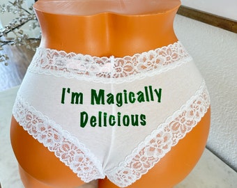 I'm Magically Delicious Victoria's Secret White Cheeky Panty - St. Patricks Day Panties *FAST SHIPPING*