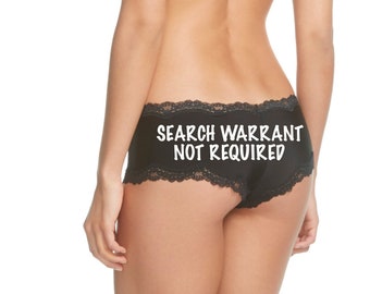 Search Warrant Not Required Black Cheeky Panty FAST SHIPPING and NEW Plus Size Options