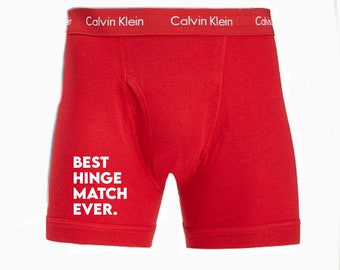 Best Hinge Match Ever Red Calvin Klein Boxer Brief, Fast Shipping, Birthday Gift, Cotton Anniversary, Personalized Underwear, Etsy Sale