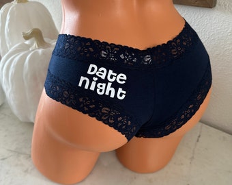 Date Night Personalized Panties,  Victoria Secret Blue All Cotton cheeky panty | FAST SHIPPING, Christmas Panties, Stocking Stuffer Gift