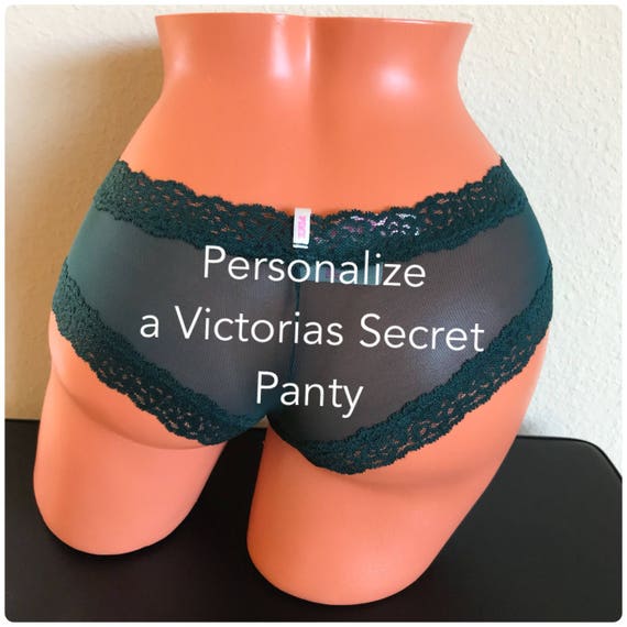 Custom Victoria's Secret Dark Green AllOver Lace Cheekster. Personalize for You, Bachelorette, Birthday Girl or a Stocking Stuffer Gift