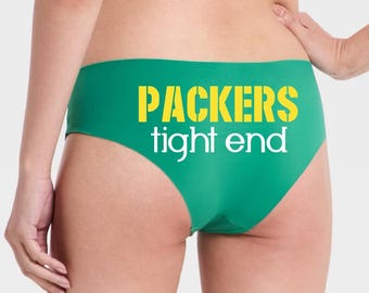 Green Packers Cheeky Panties Personalized Football Gift Custom Fan Underwear Tight End Gift for Her Game Day Lingerie