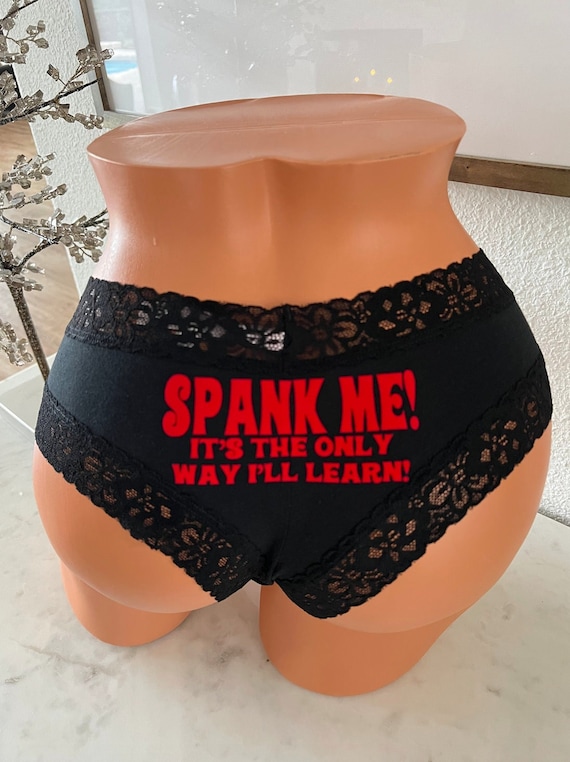 Spank Me! It's the only way I'll learn * FAST SHIPPING * Victoria Secret  All Cotton Black Personalized Underwear