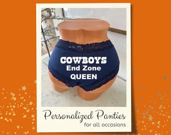 Cowboys End Zone Queen Panties: Personalized NFL Lingerie, Football Fan Gift