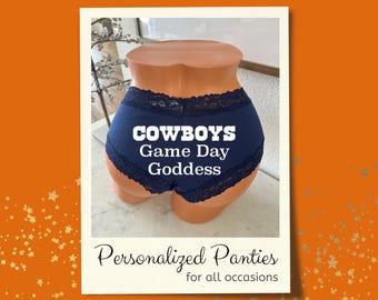 Cowboys Game Day Panties: Blue Victoria's Secret Lingerie, Personalized Football Gift
