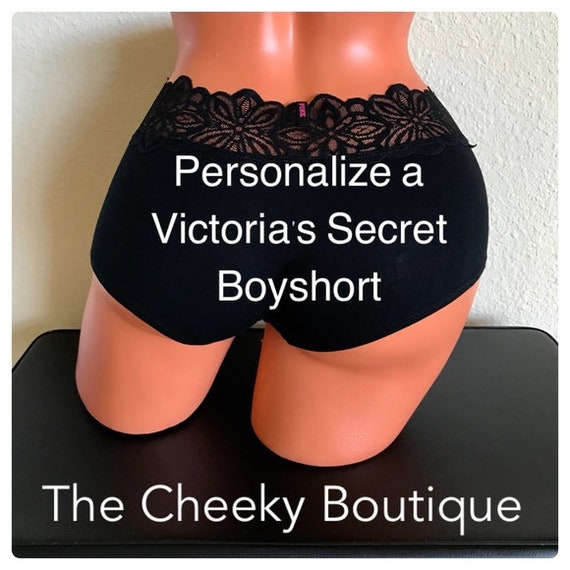Personalized Victoria's Secret Black Boyshorts Sizes XS, S M & L * FAST SHIPPING *