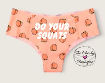 Do your squats NEW Personalized Peach Panties Victoria Secret No Show Cheekster Panty, FAST SHIPPING, lets get peachy panties