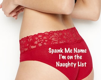 Spank Me I'm on the Naught List personalized red Victoria Secret Panty * FAST SHIPPING * | Christmas Gift | Stocking Stuffer | Sexy Lingerie