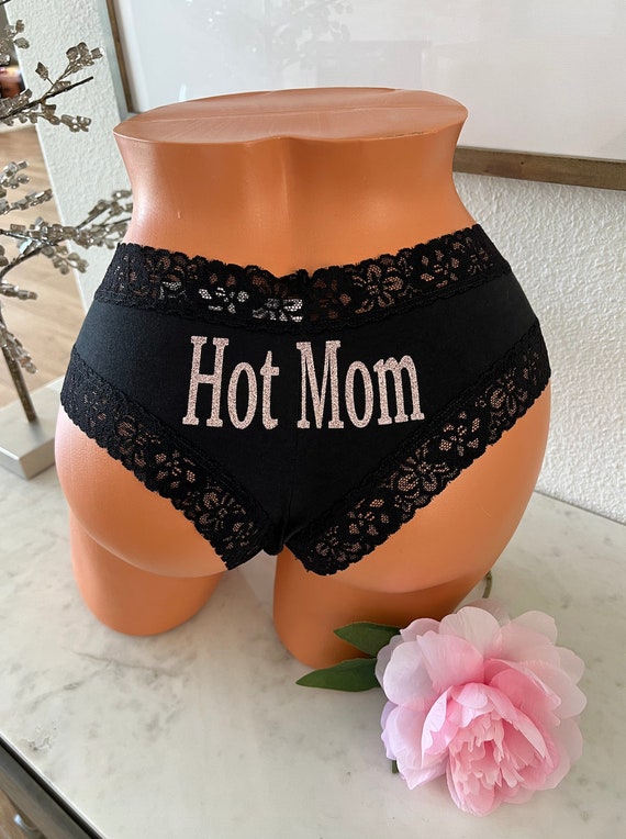 Personalized Lace Waist Panties: Hot Mom Lingerie, Bachelorette Gift