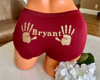 Place hands here personalized underwear Red Seamless Boyshorts FAST SHIPPING order yours today