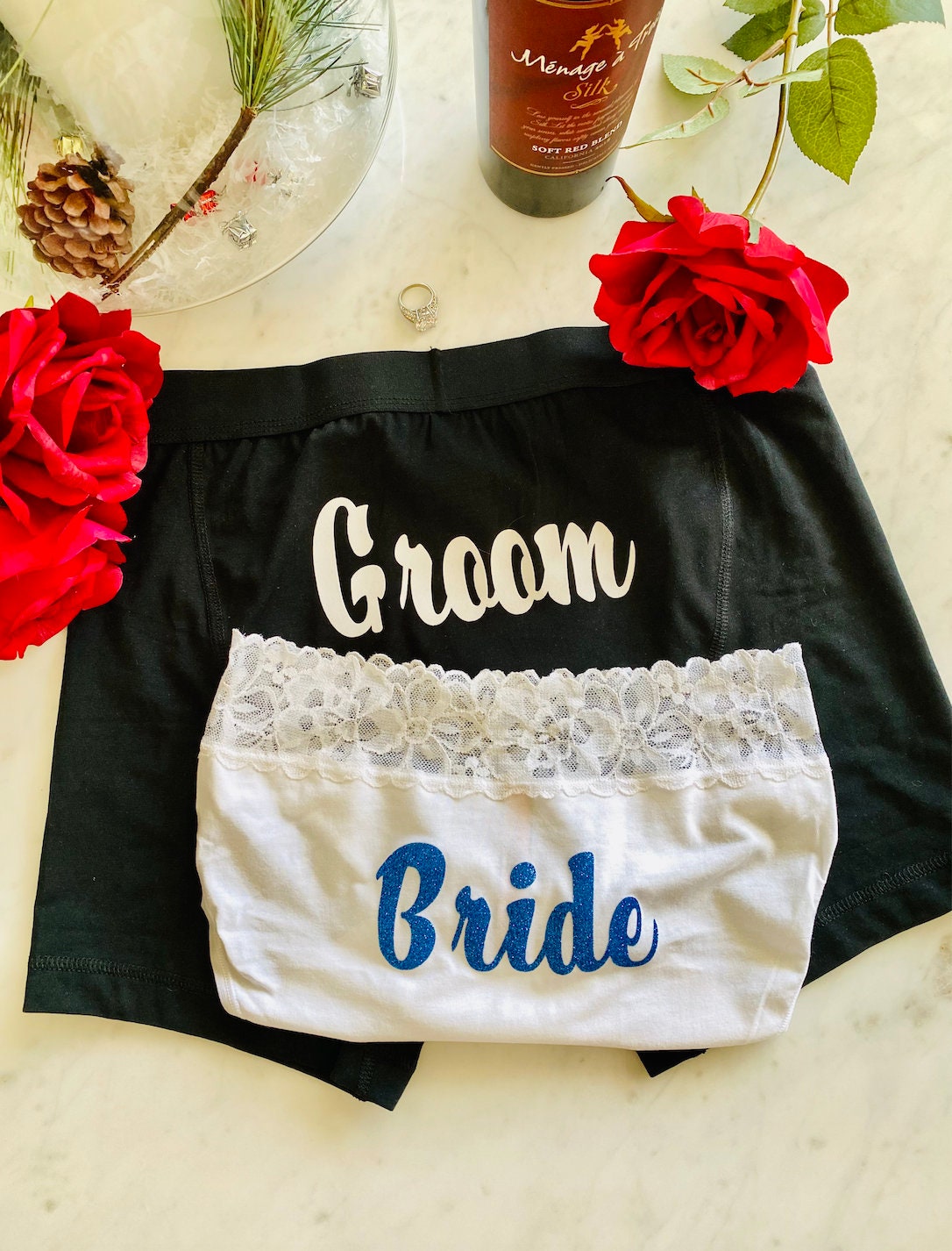 Calvin Klein and Victoria Secret Couples Bride and Groom Underwear