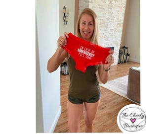 In case of emergency pull down red Victoria secret cheeky panties *FAST SHIPPING*  Personalized Panties