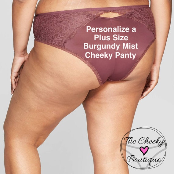 Personalized Plus Size Panty Burgundy Mist Cheeky With Lace FAST SHIPPING  Sizes X, XL, 2XL, 3XL and 4XL 