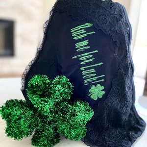 St. Patrick's Day Plus Size Panty: Black Lace Cheeky Underwear