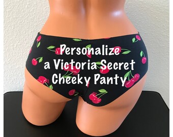 Customize with your own words an authentic Victoria Secret Cherry no show cheeky panty Fast Shipping