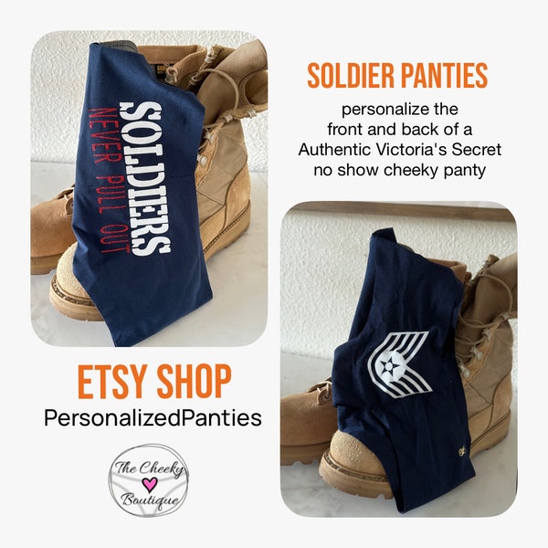 Soldiers Never Pull Out blue no show authentic Victoria Secret Cheeky Panty  *FAST SHIPPING* Military Wife, Girlfriend, Support Your Soldier